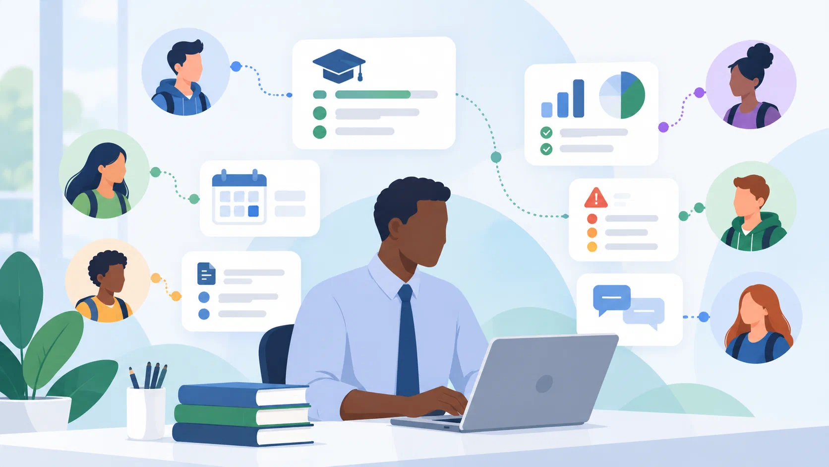 Academic advisor working with data from multiple students