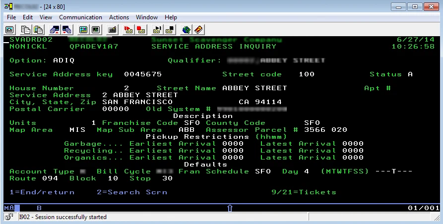 old fashioned mainframe screen