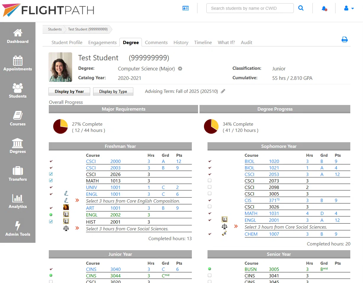 Academic planning software